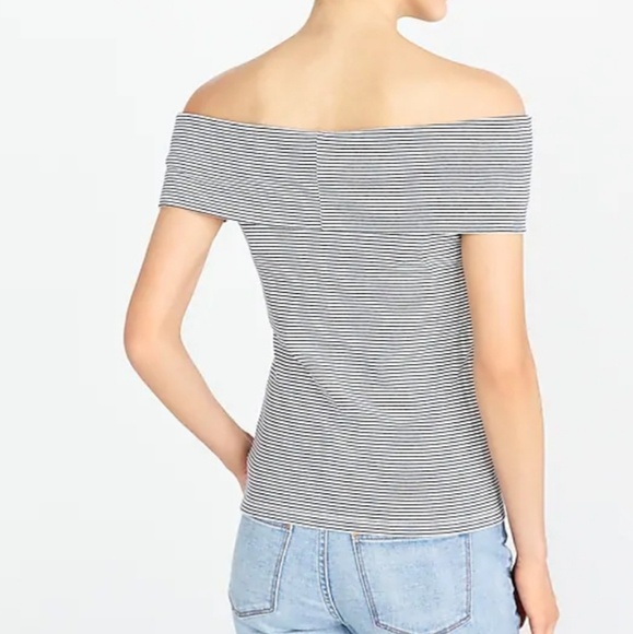 {new} J CREW stripe off shoulder tee 332619 - Picture 4 of 5